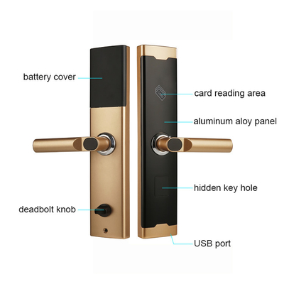 Cerraduras de puertas con tarjeta inteligente de color oro de acero inoxidable para hoteles