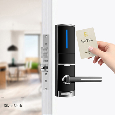 Cerraduras electrónicas de puertas inteligentes de hoteles de aleación de zinc de 310 * 72 mm con tarjeta RFID y llave mecánica