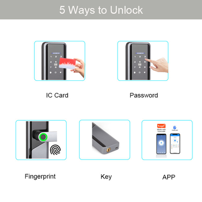 Cerradura de puerta elegante de la huella dactilar de TTlock Tuya WiFi Digital de la aleación de aluminio con llave de tarjeta de la contraseña