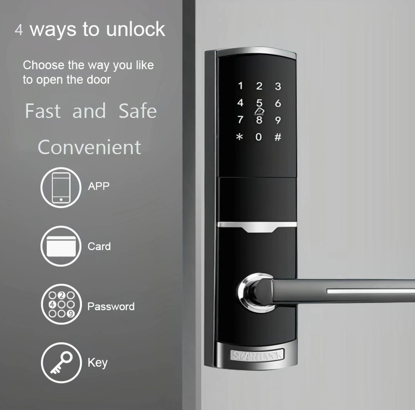 4 en 1 entrada sin llave contraseña apartamento cerradura de puerta inteligente con 4pcs batería AA