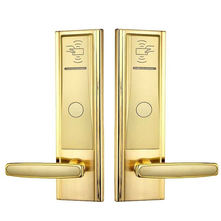 Cerradura de puerta de la tarjeta de Rfid de la casa de huéspedes de la cerradura de puerta de Keyless Entry del oro 280m m 6V