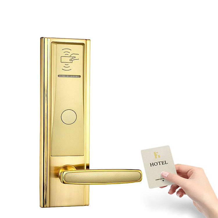 Color Oro Mifare Hotel Cerraduras de puertas con tarjeta de llave y sistema de software de gestión gratuito