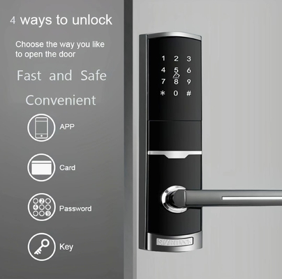 4 en 1 entrada sin llave contraseña apartamento cerradura de puerta inteligente con 4pcs batería AA
